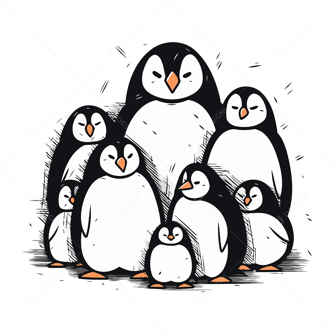 Grupo de Peixes Desenho Animado Ilustração Vetor EPS