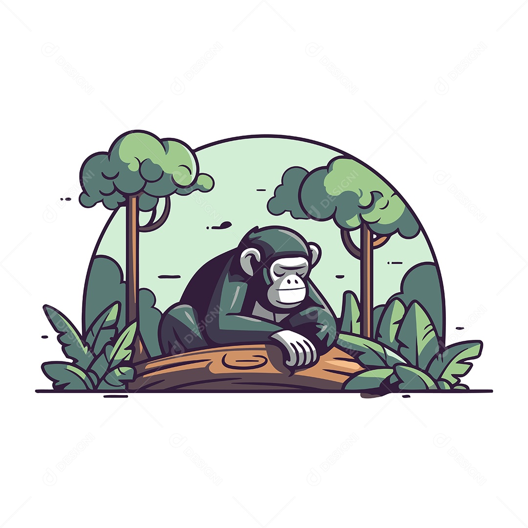 Chimpanzé de Desenho Animado Ilustração Vetor EPS