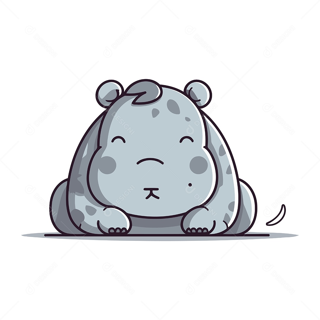 Hipopótamo Fofo de Desenho Animado Ilustração Vetor EPS