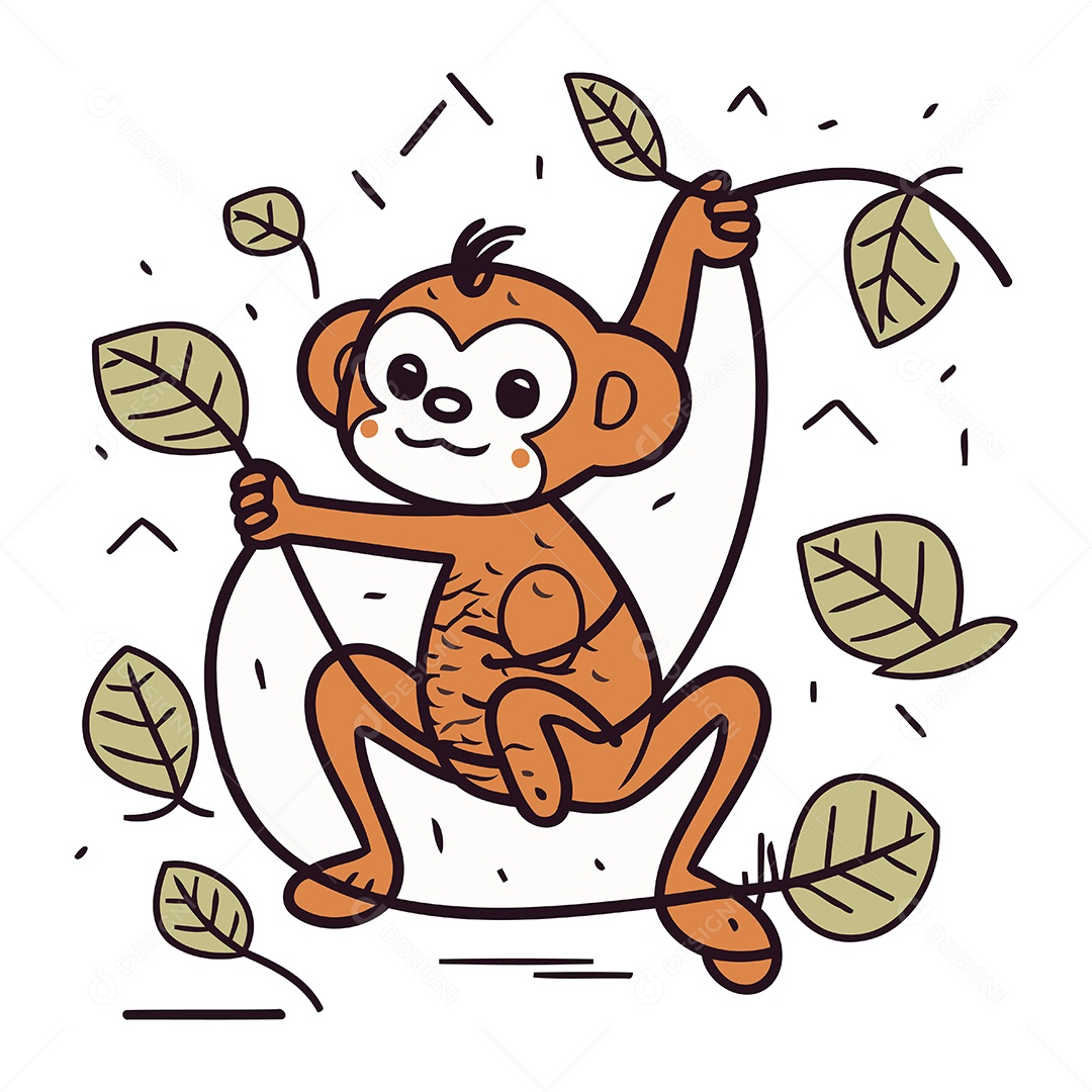 Macaco de Desenho Animado Ilustração Vetor EPS