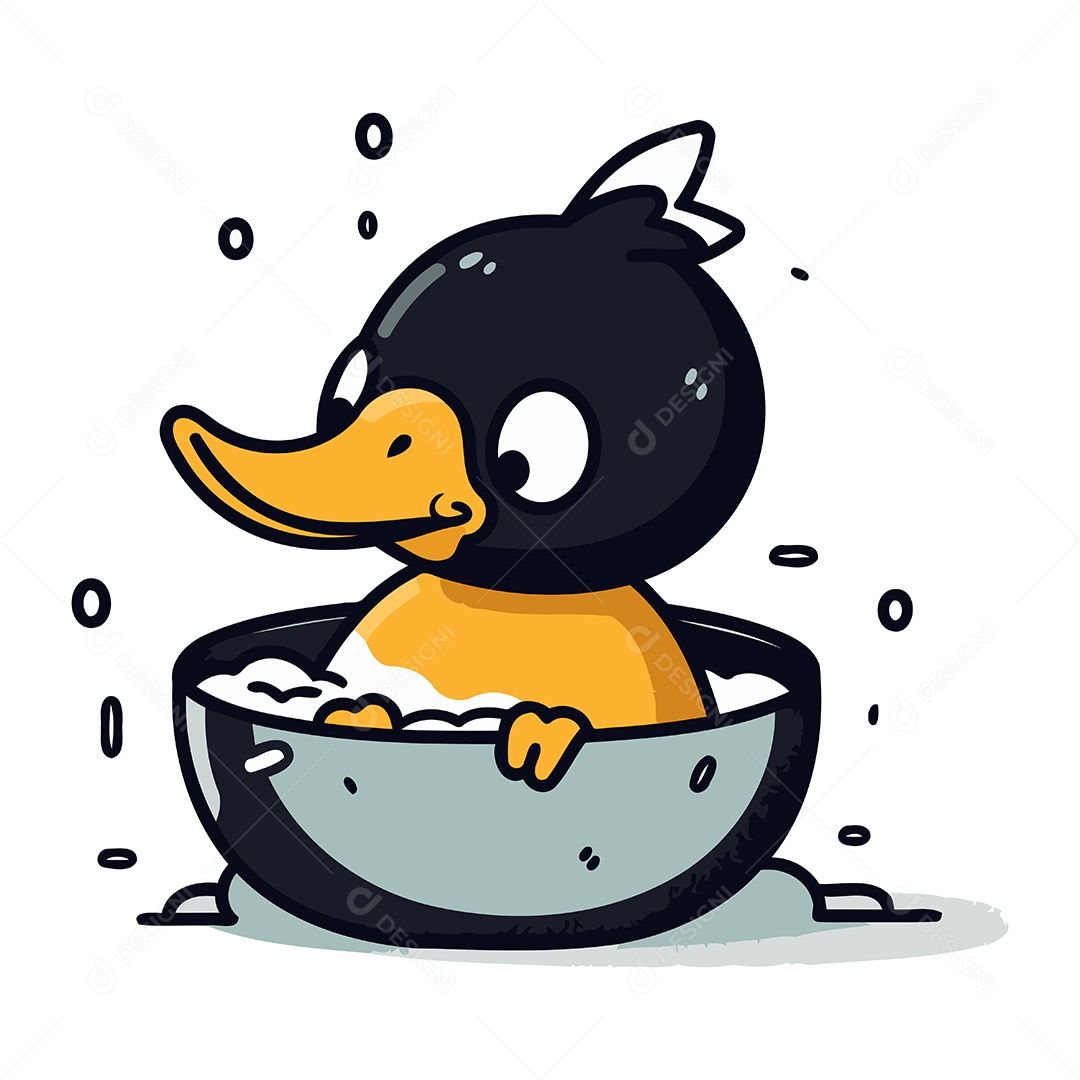 Pato Em Uma Tigela Ilustração Vetor EPS