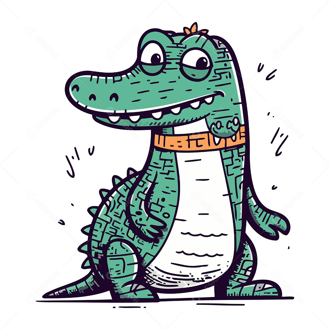 Crocodilo de Desenho Animado Ilustração Vetor EPS