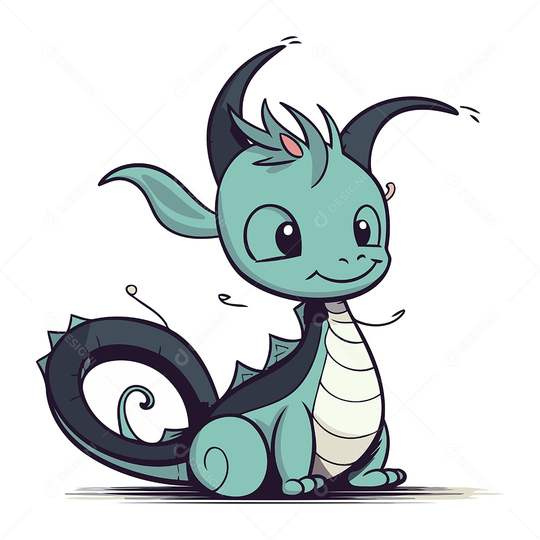 Dragão de Desenho Animado Ilustração Vetor EPS