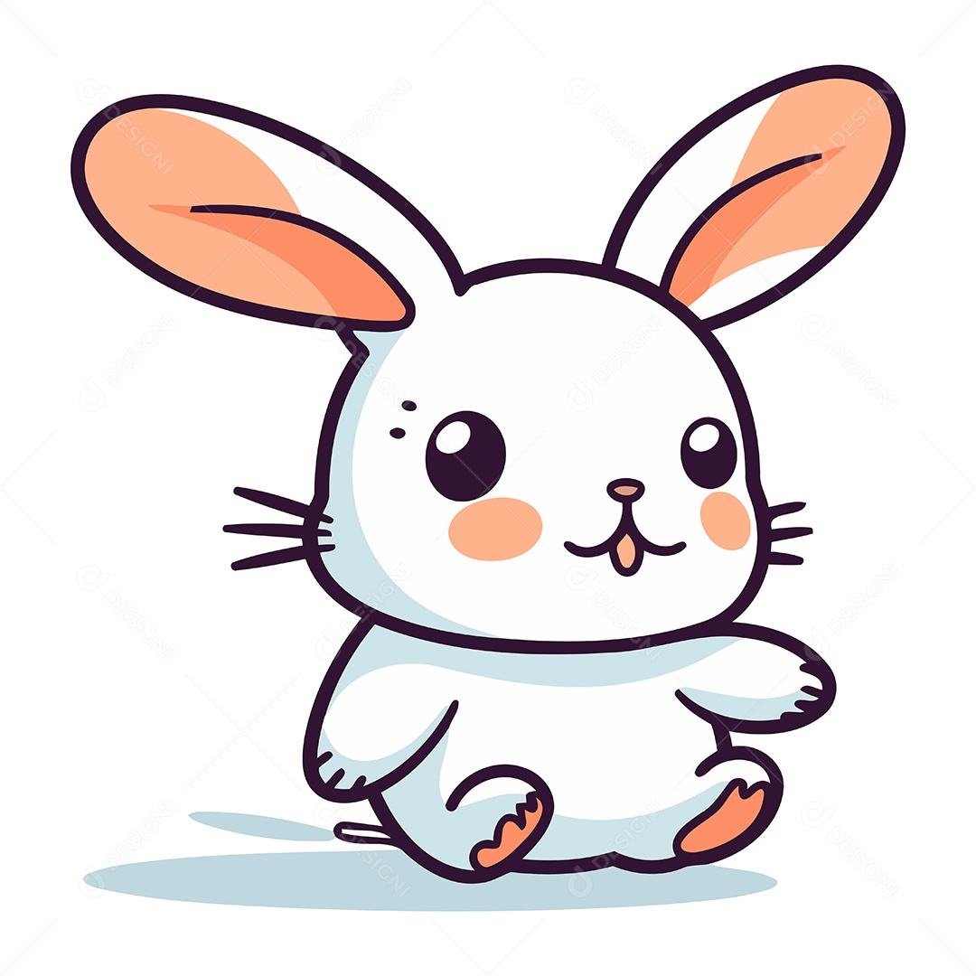 Coelhinho Fofo de Desenho Animado Ilustração Vetor EPS