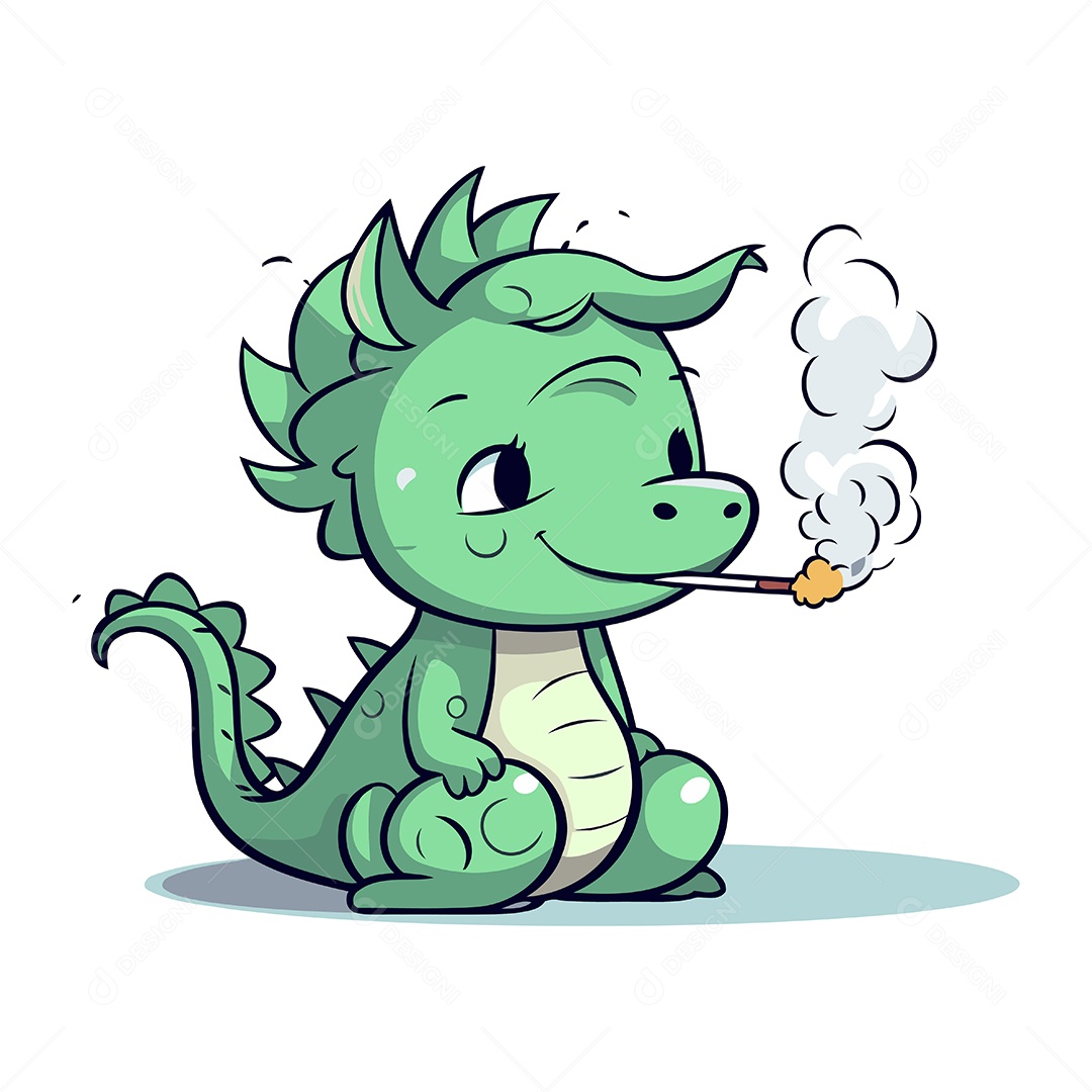 Dragão Fumando Um Cigarro Ilustração Vetor EPS