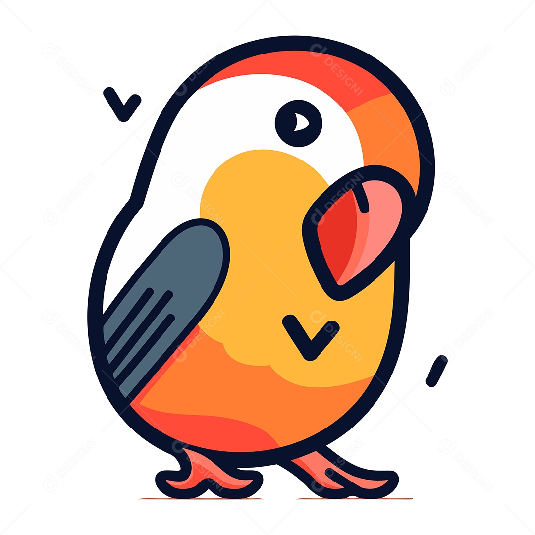 Pássaro Fofo de Desenho Animado Ilustração Vetor EPS