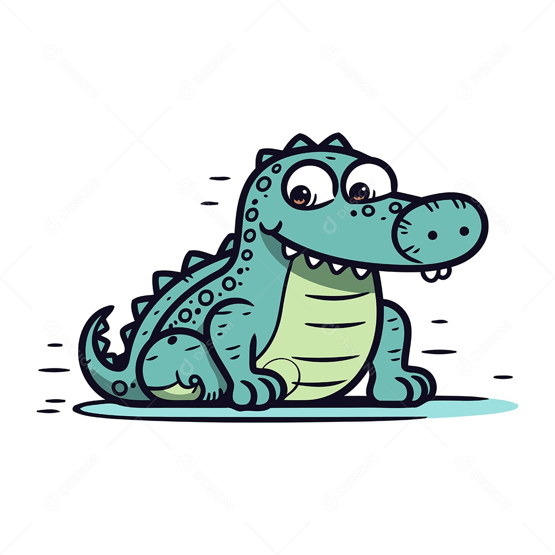 Crocodilo de Desenho Animado Ilustração Vetor EPS