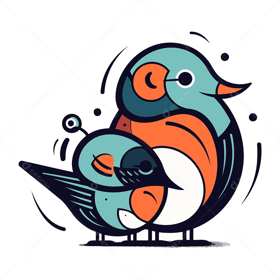 Pássaros de Desenho Animado Ilustração Vetor EPS