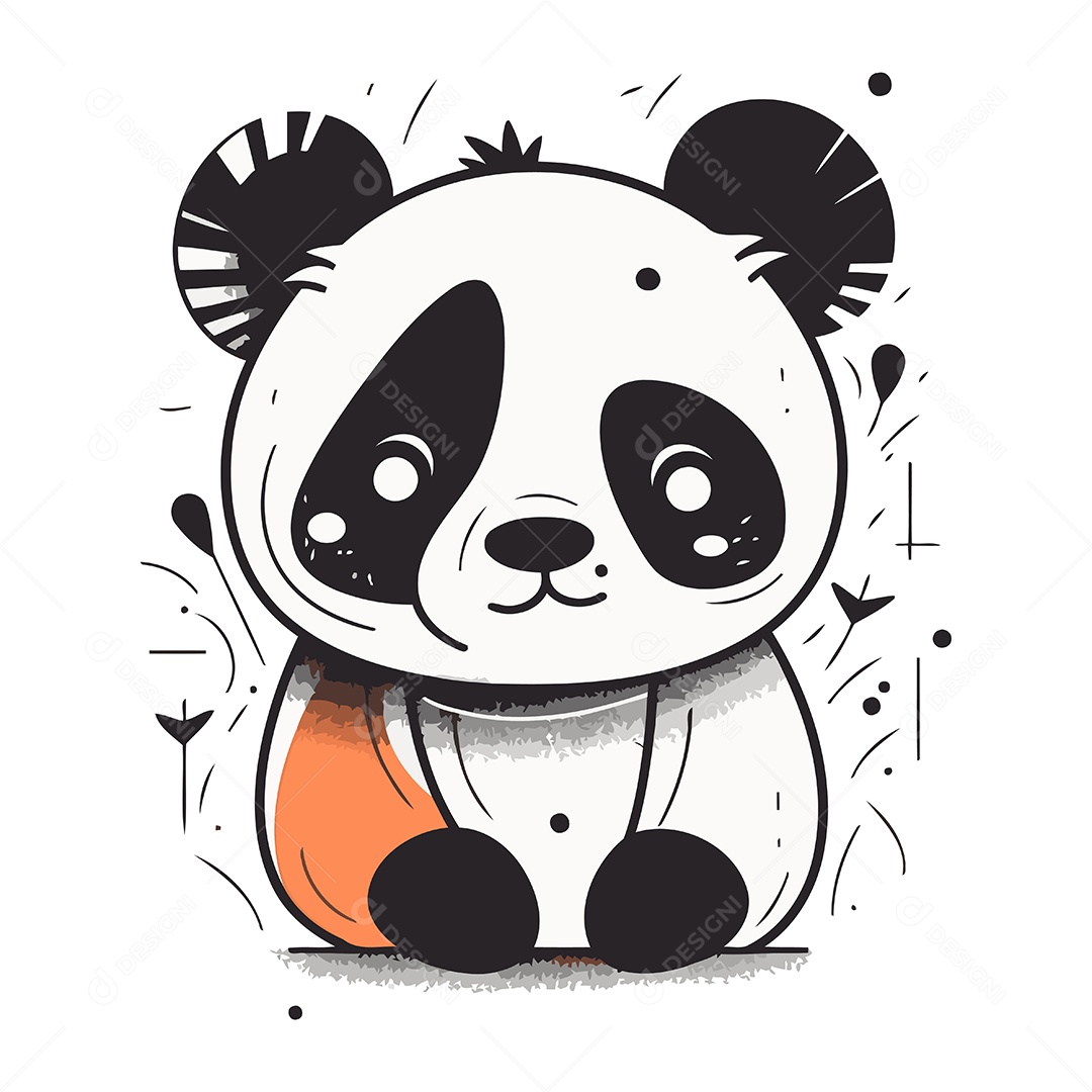 Urso Panda Fofo de Desenho Animado Ilustração Vetor EPS