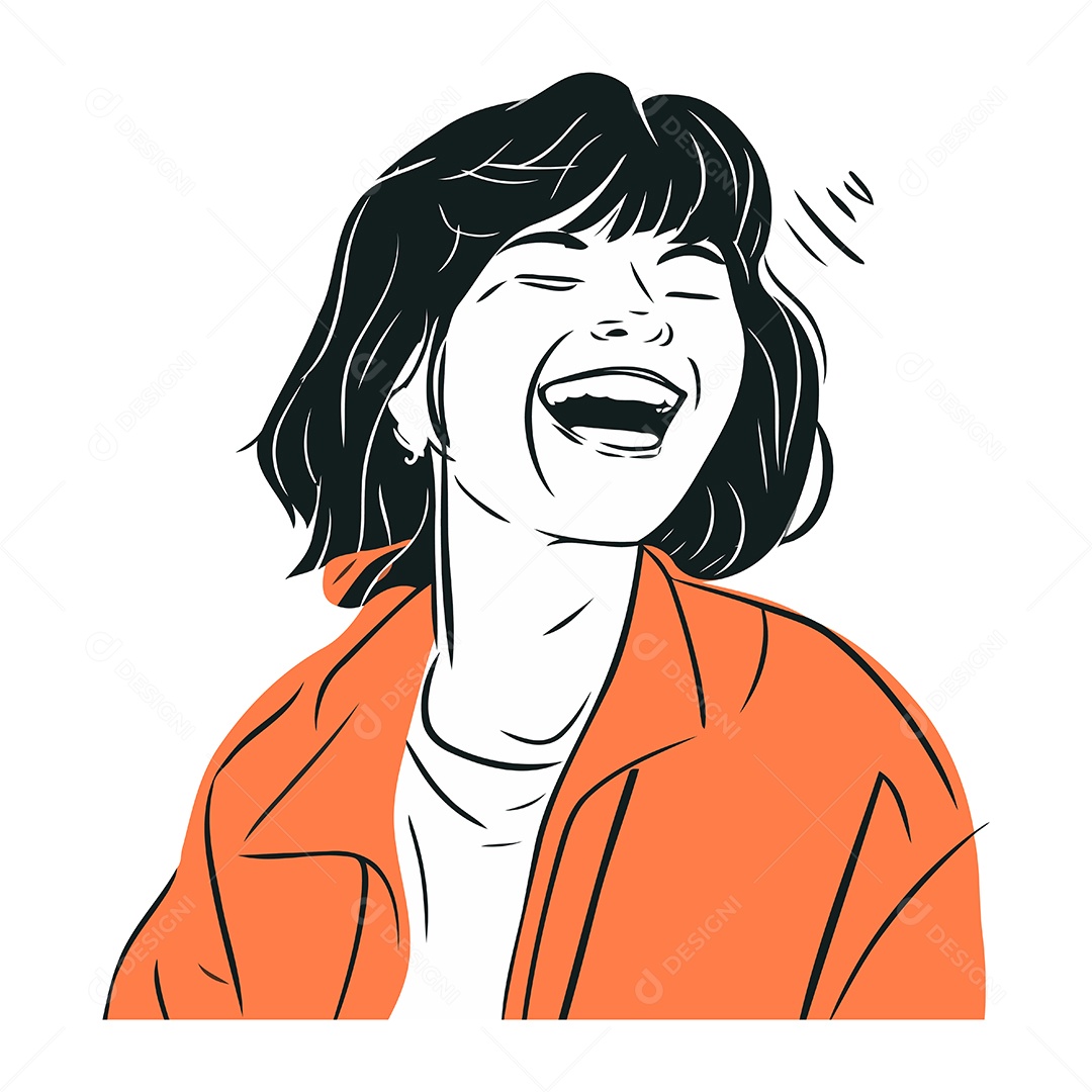 Mulher Rindo de Desenho Animado Ilustração Vetor EPS