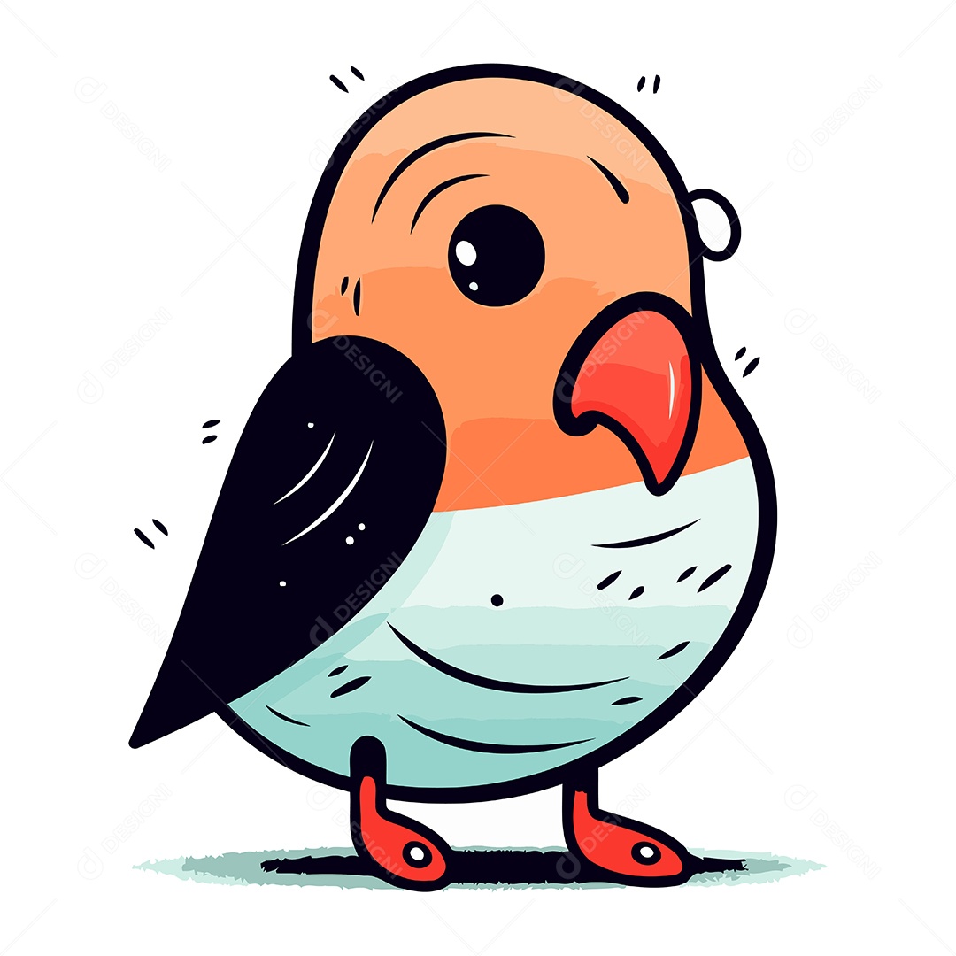 Pássaro Fofo de Desenho Animado Ilustração Vetor EPS