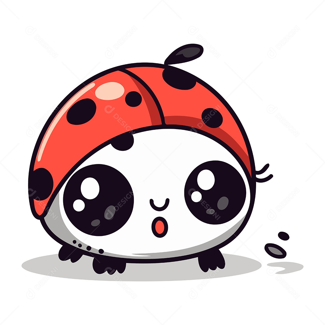 Joaninha Fofa de Desenho Animado Ilustração Vetor EPS