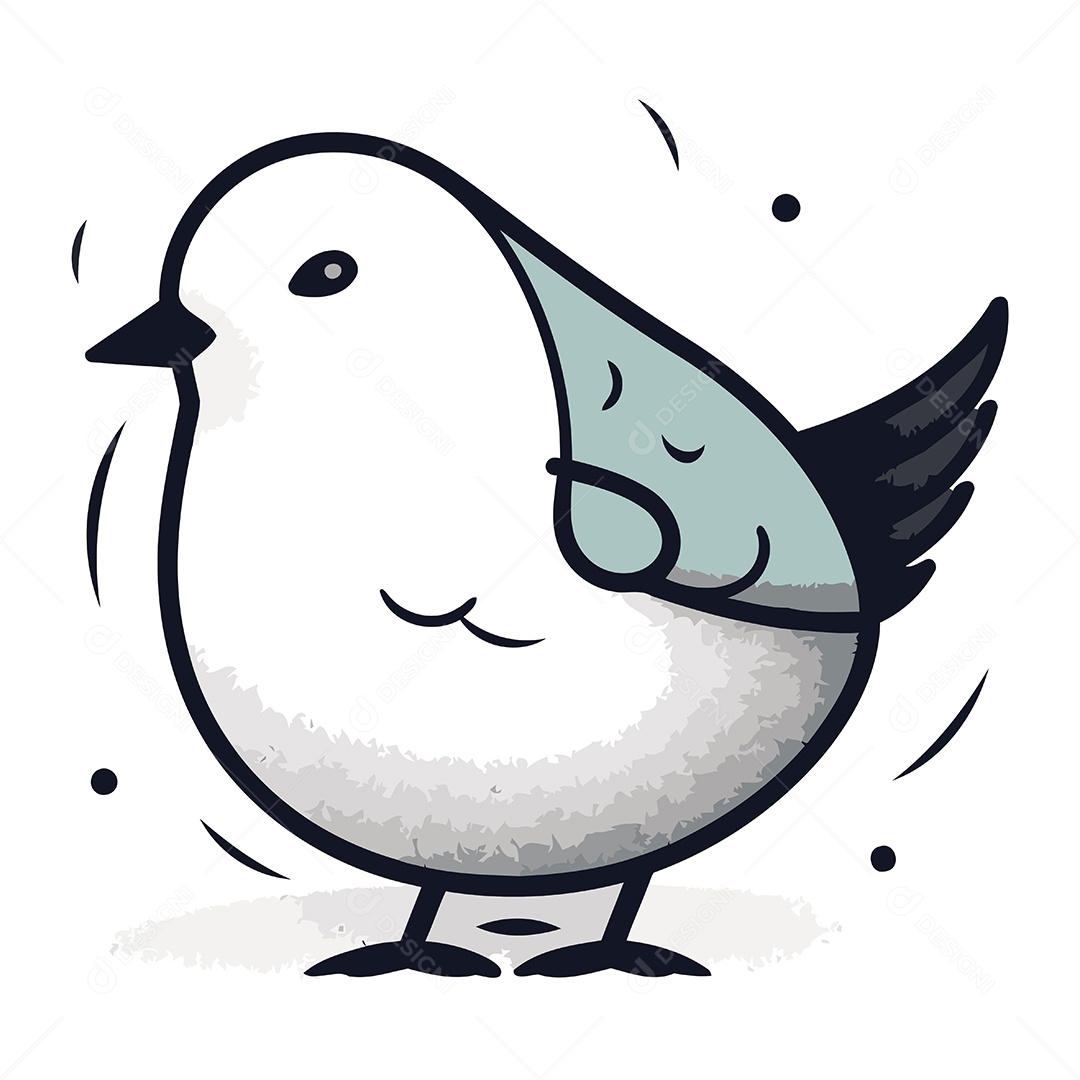Pássaro Fofo de Desenho Animado Ilustração Vetor EPS