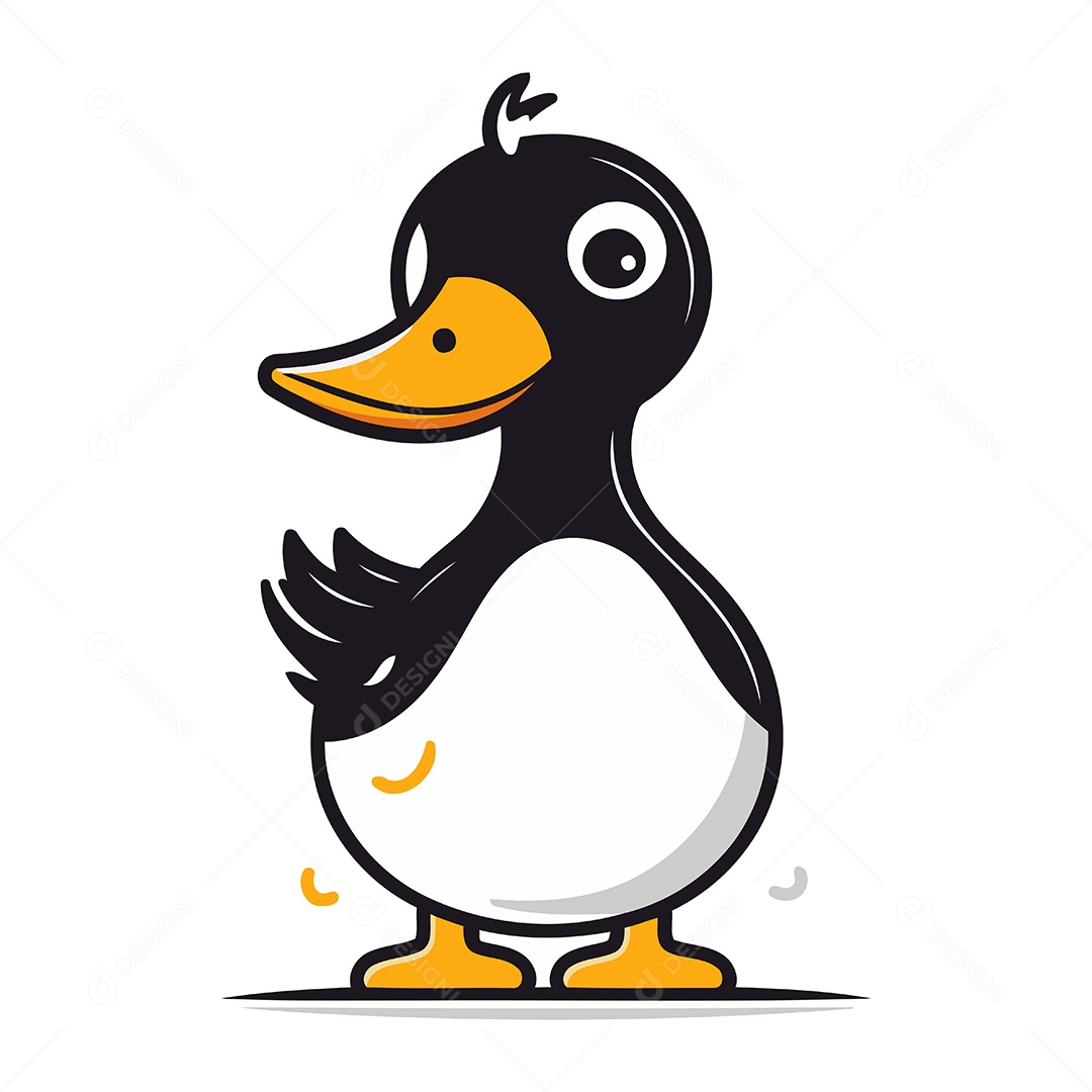 Pato de Desenho Animado Ilustração Vetor EPS