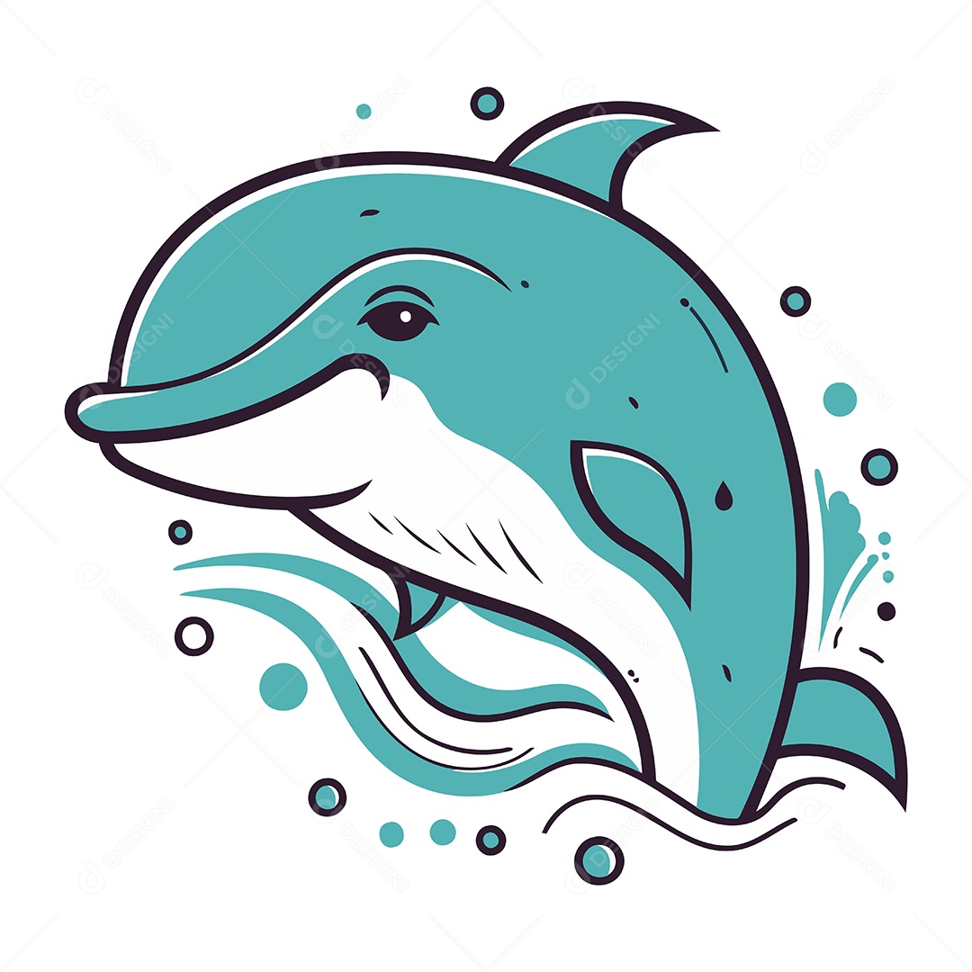 Golfinho de Desenho Animado Ilustração Vetor EPS