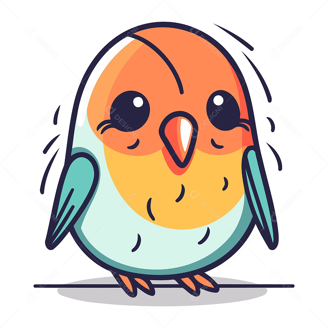 Pássaro Fofo de Desenho Animado Ilustração Vetor EPS