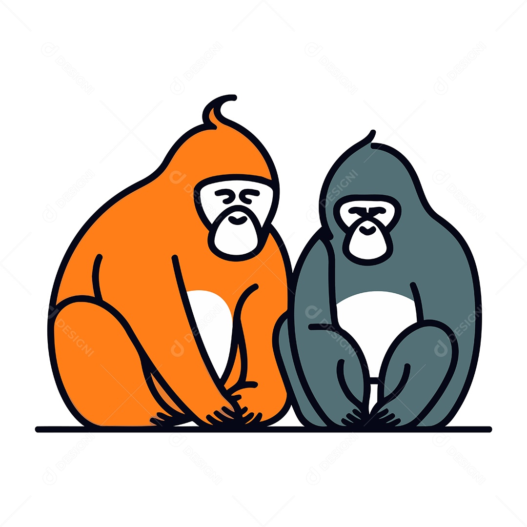 Gorilas de Desenho Animado Ilustração Vetor EPS