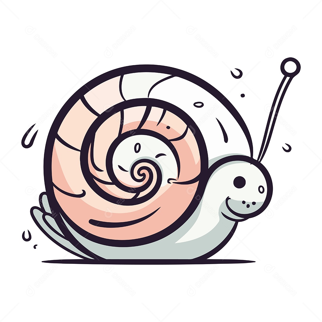 Caracol Fofo de Desenho Animado Ilustração Vetor EPS