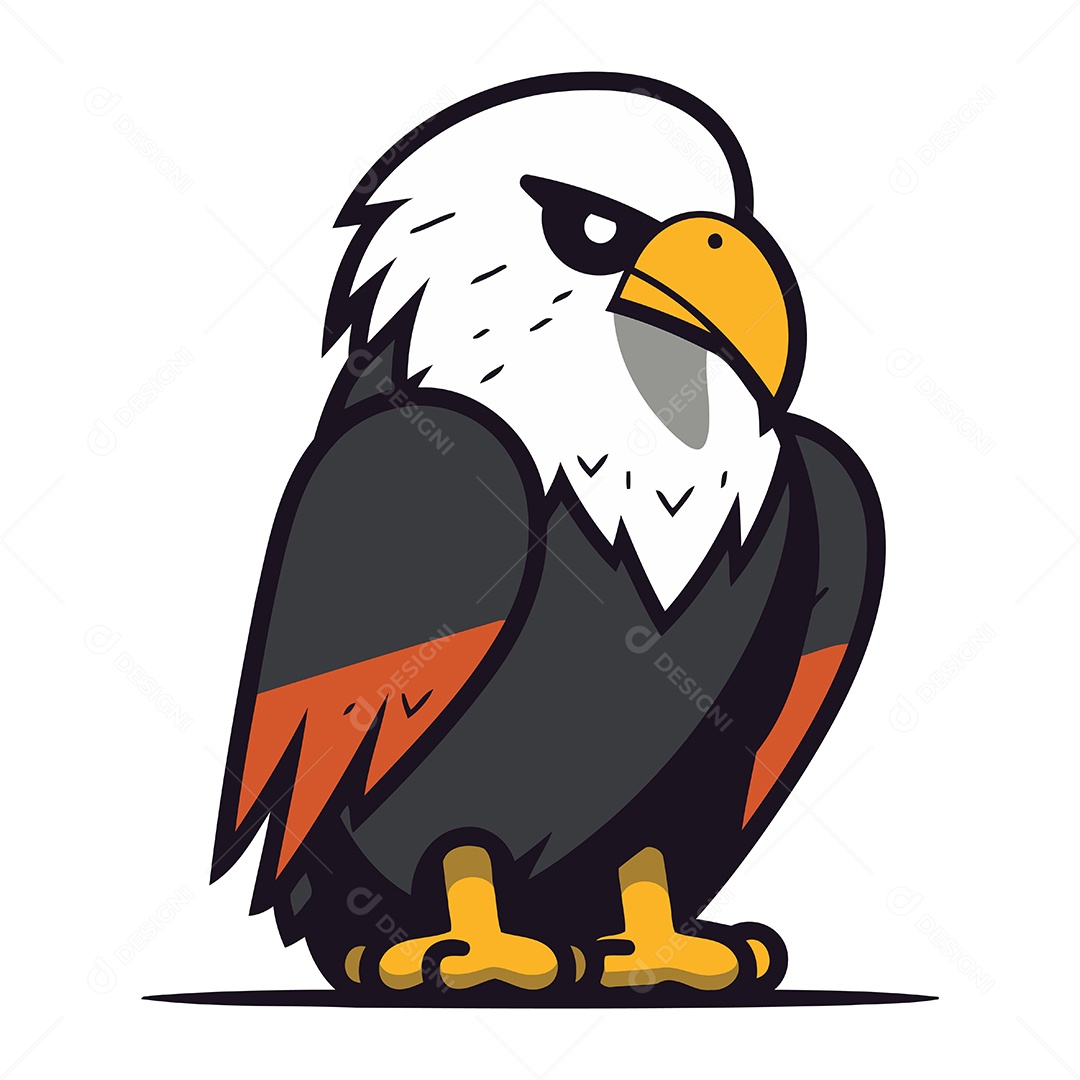 Águia Americana de Desenho Animado Ilustração Vetor EPS