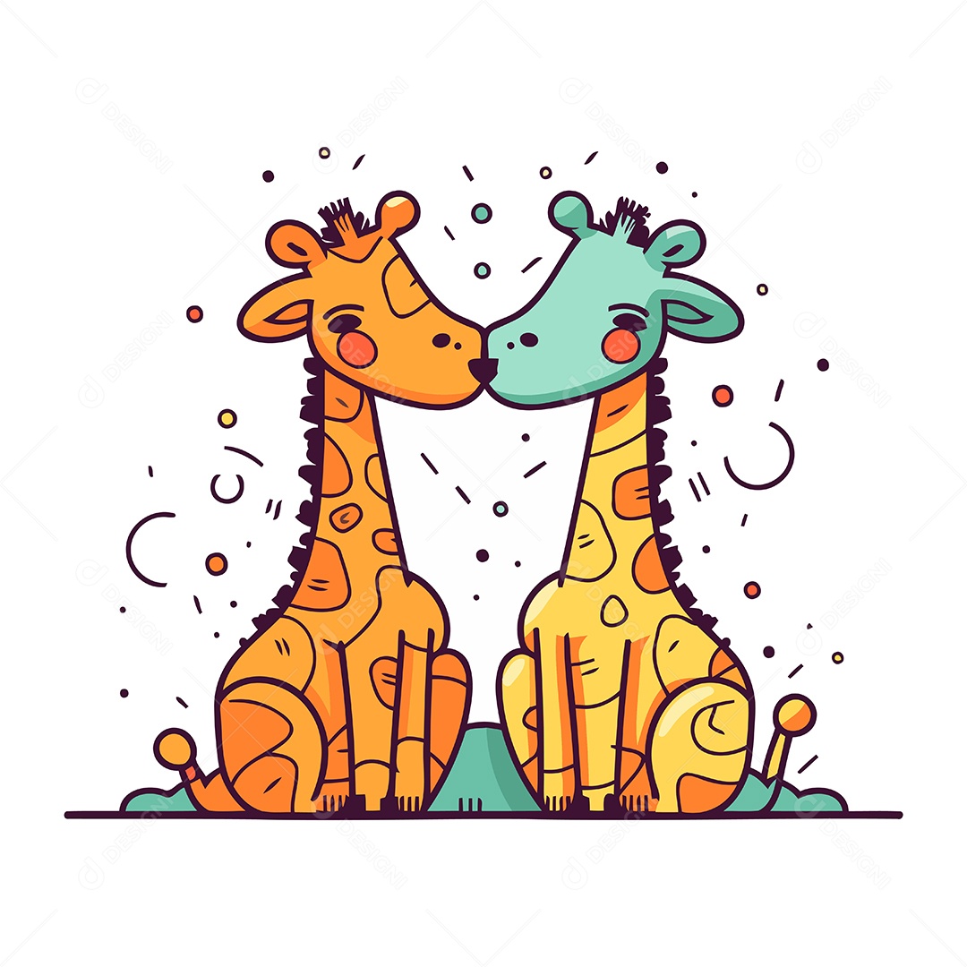 Girafas de Desenho Animado Ilustração Vetor EPS