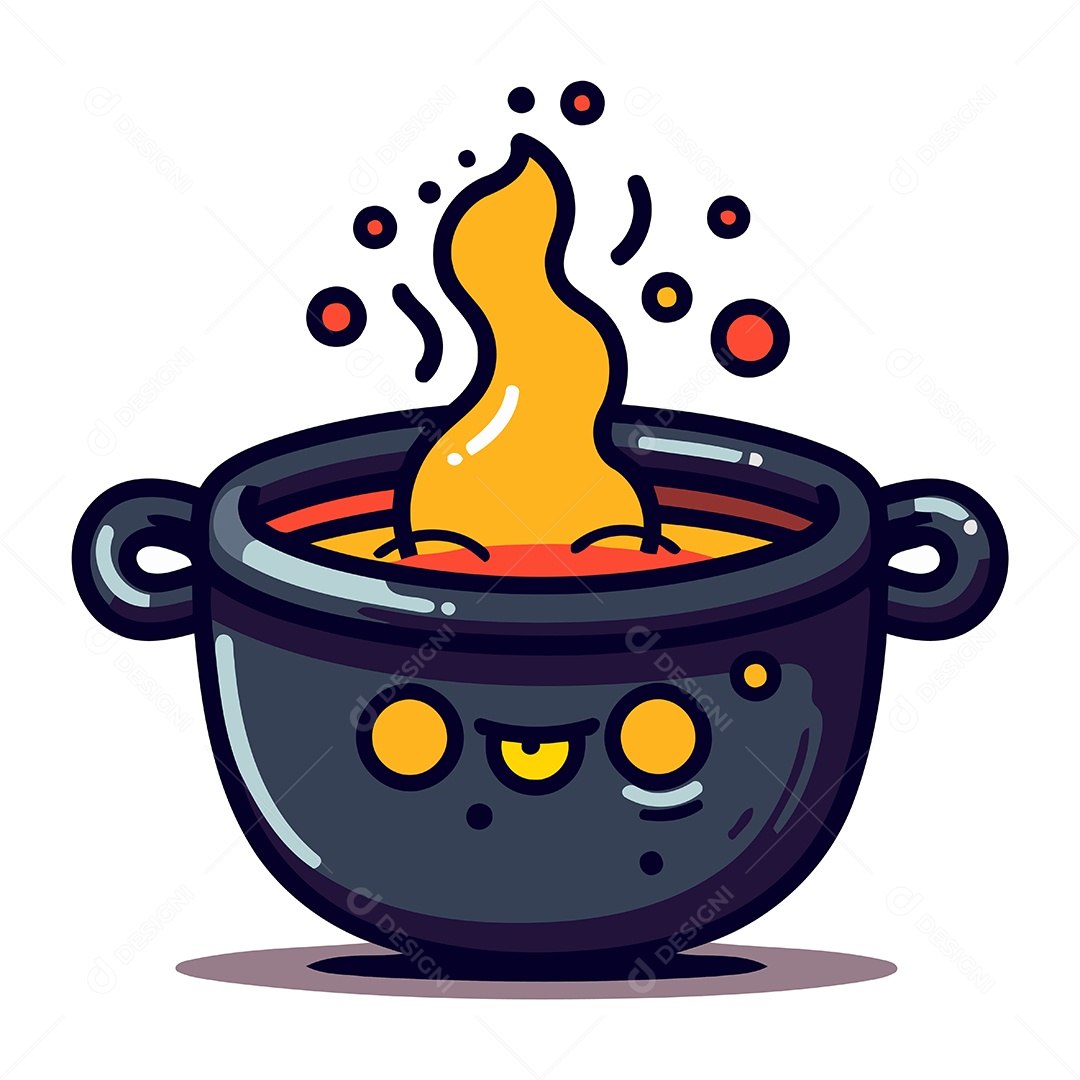 Caldeirão Com Fogo Ilustração Vetor EPS