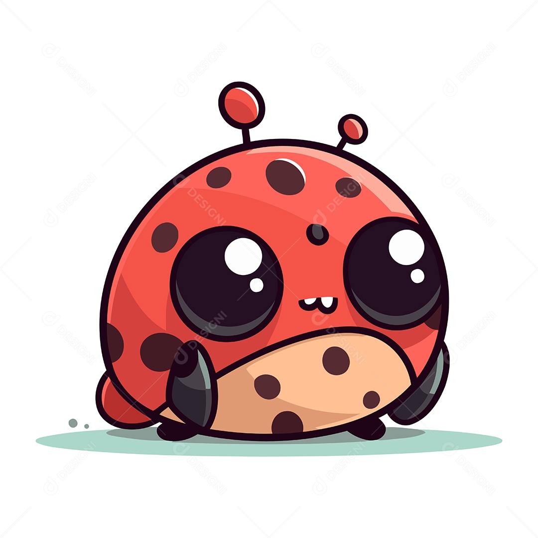 Joaninha Fofa de Desenho Animado Ilustração Vetor EPS