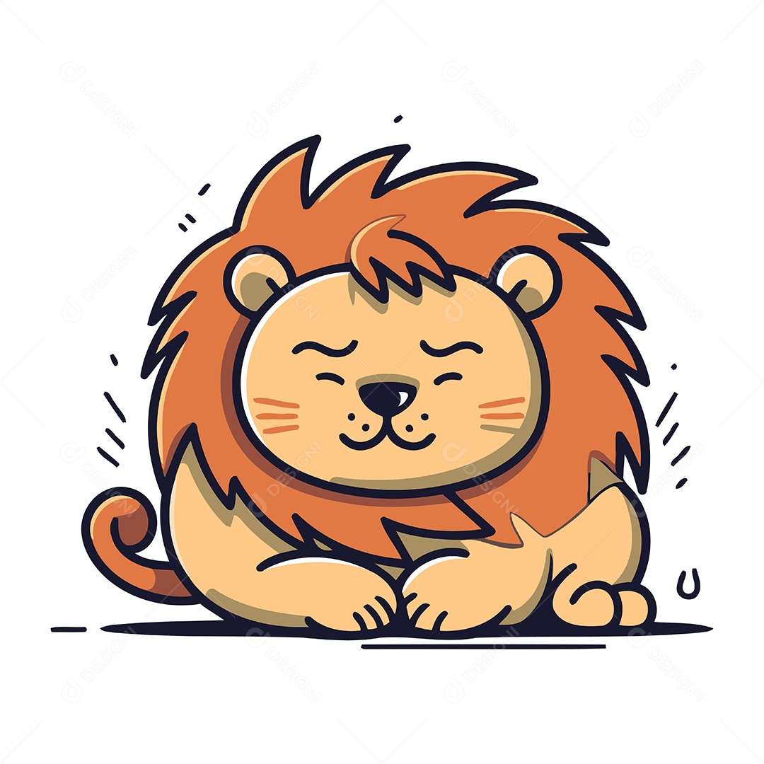 Leão de Desenho Animado Ilustração Vetor EPS