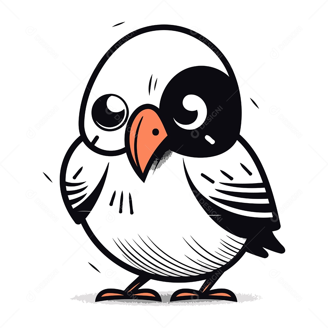 Pássaro Fofo de Desenho Animado Ilustração Vetor EPS