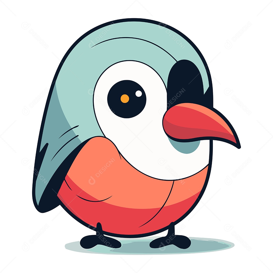 Pássaro Fofo de Desenho Animado Ilustração Vetor EPS