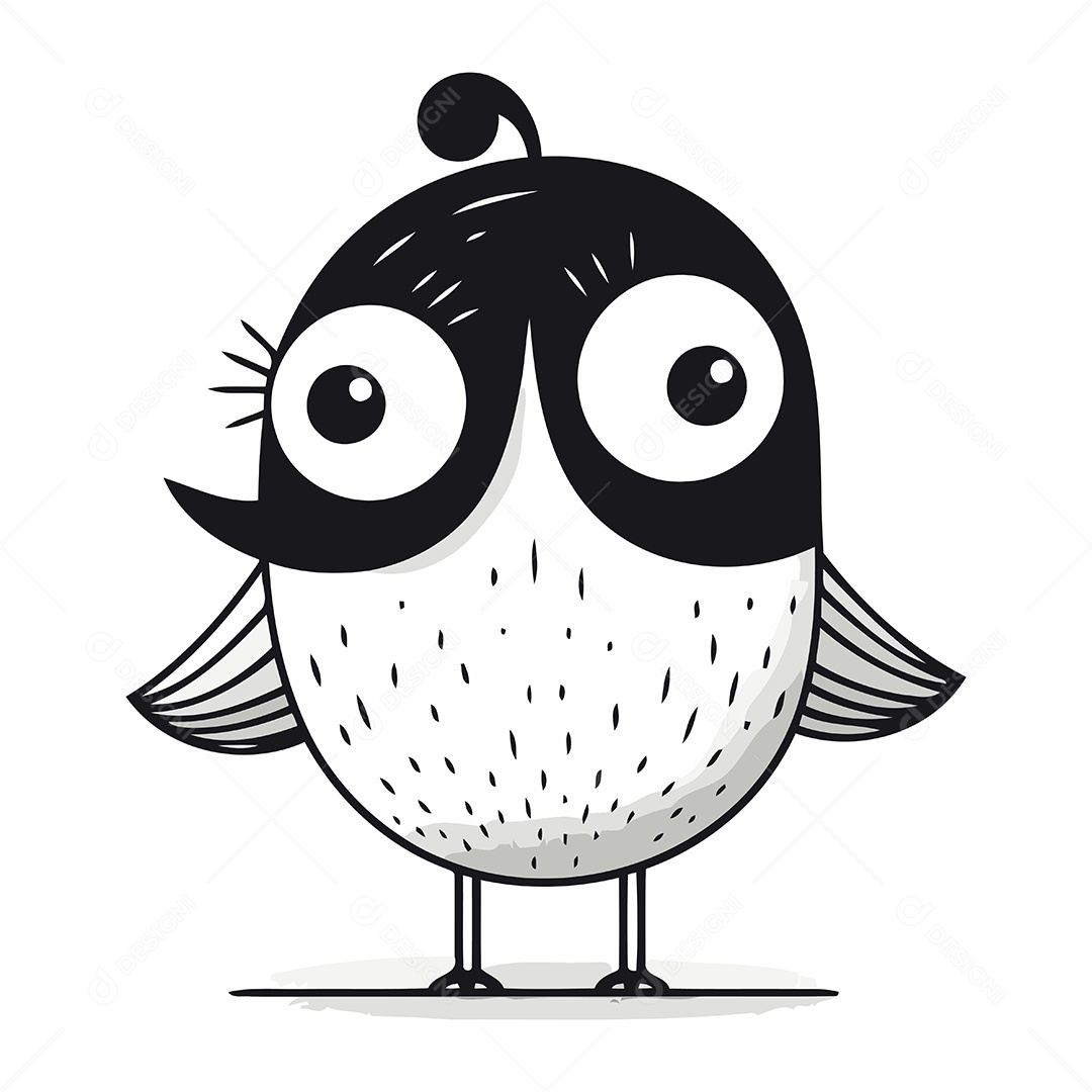 Pássaro Fofo de Desenho Animado Ilustração Vetor EPS