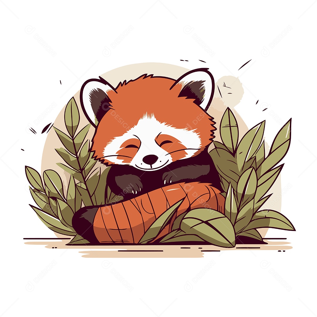 Panda Vermelho Fofo de Desenho Animado Ilustração Vetor EPS