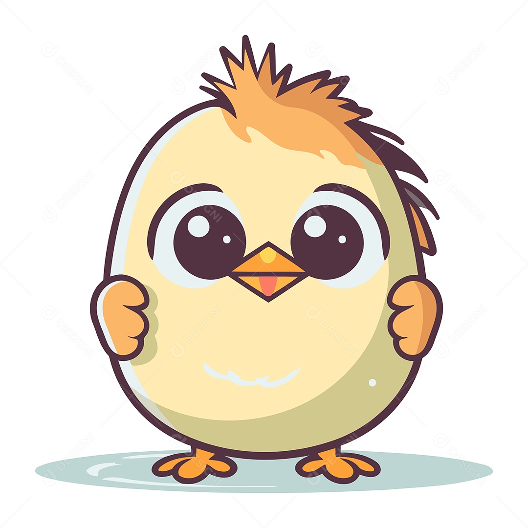 Pintinho Fofo de Desenho Animado Ilustração Vetor EPS