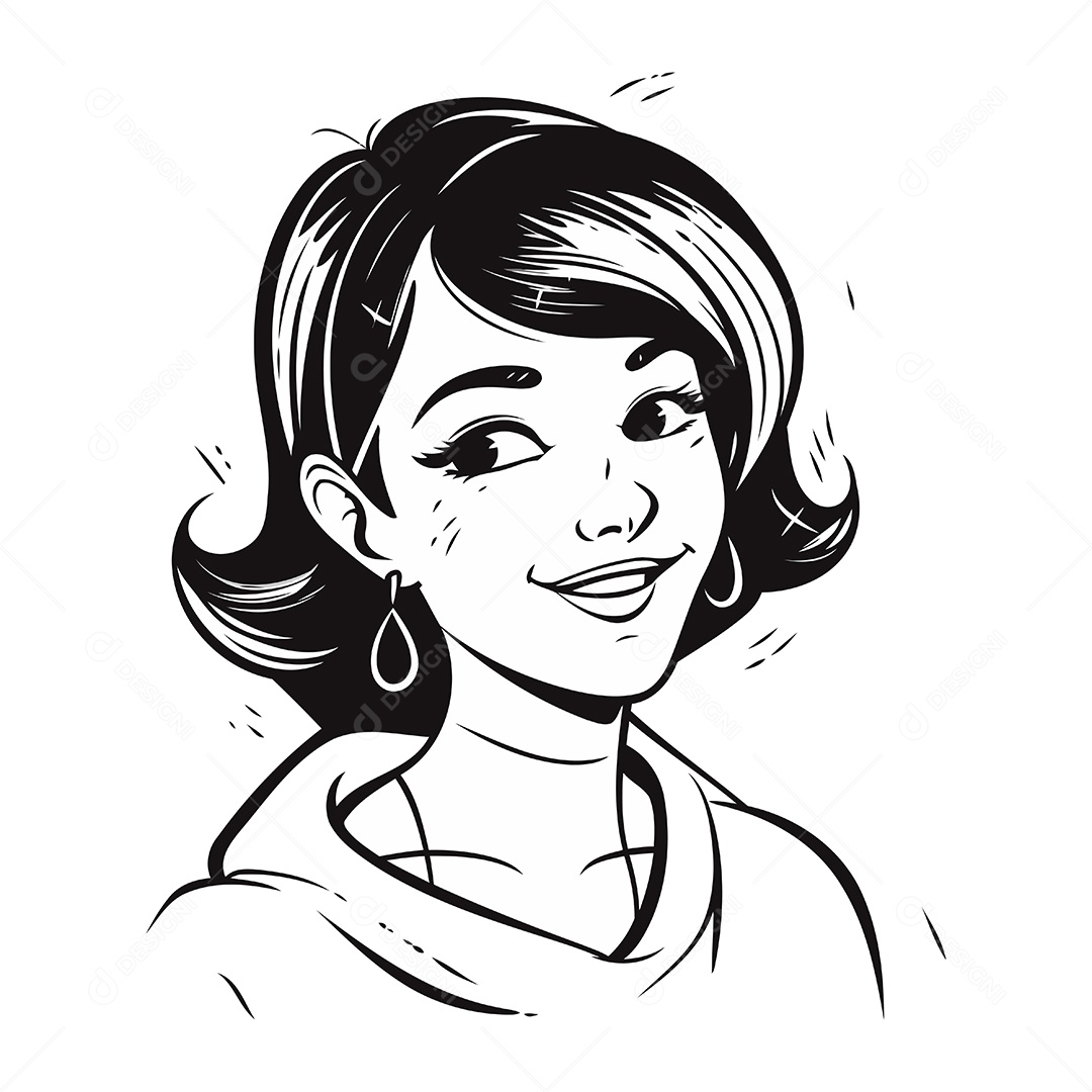 Jovem Sorrindo de Desenho Animado Ilustração Vetor EPS