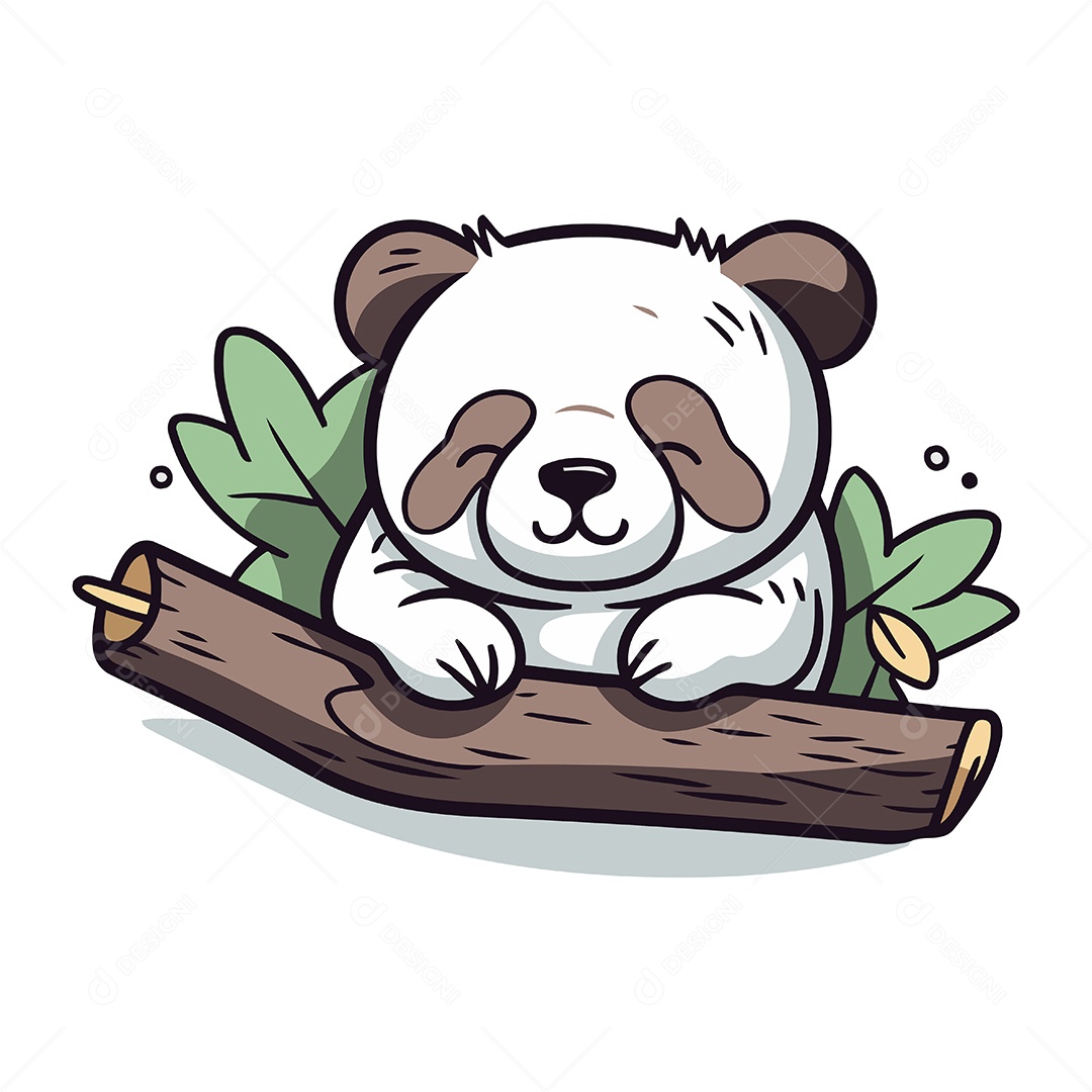 Urso Panda Fofo de Desenho Animado Ilustração Vetor EPS