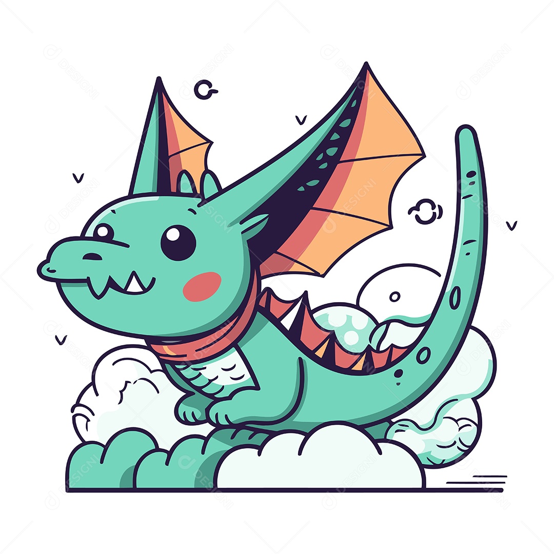 Dragão de Desenho Animado Ilustração Vetor EPS