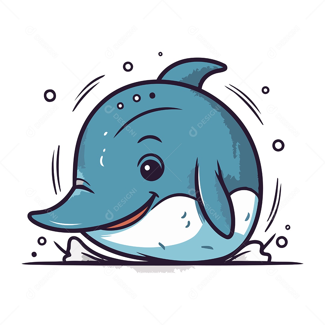 Golfinho de Desenho Animado Ilustração Vetor EPS