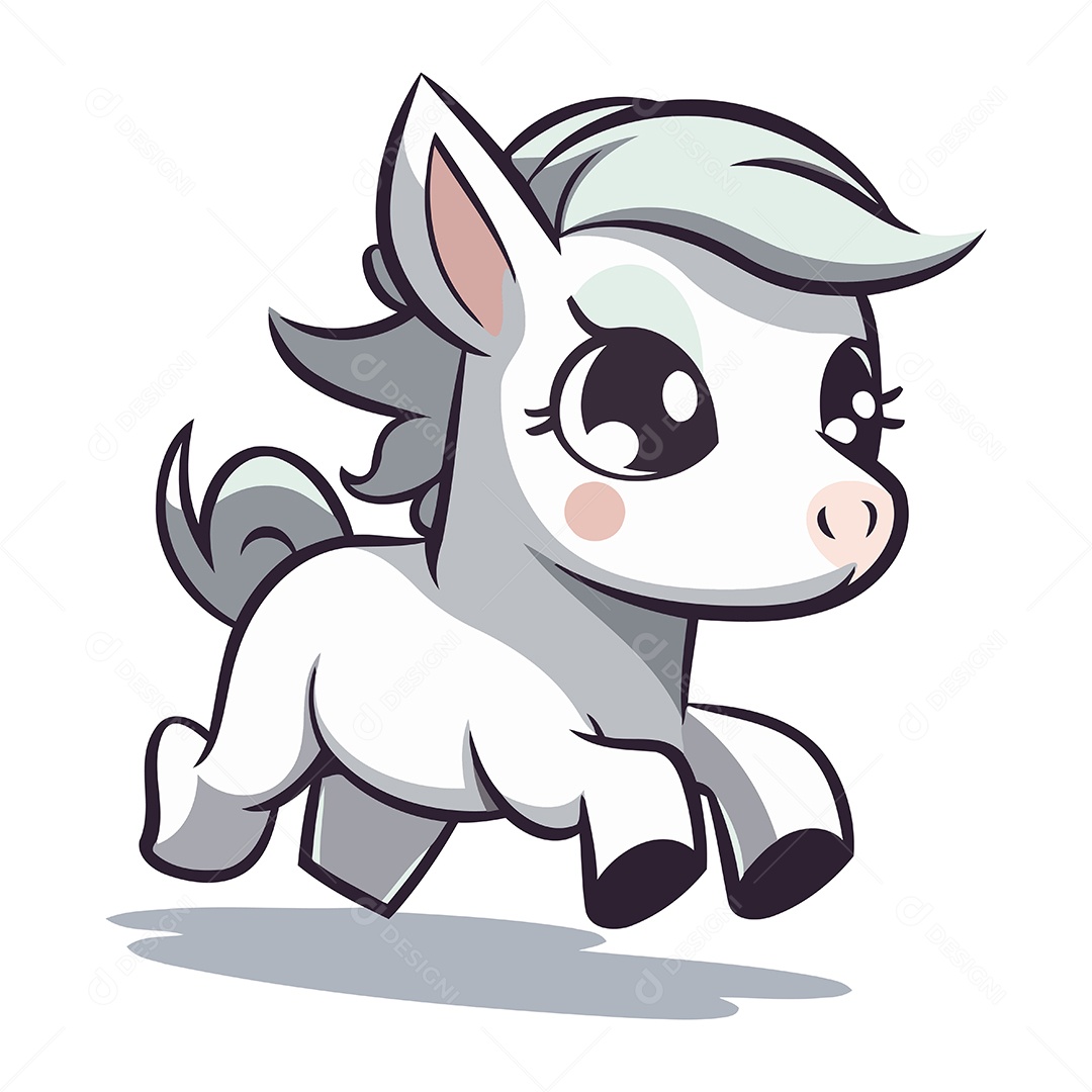 Cavalo Fofo de Desenho Animado Ilustração Vetor EPS
