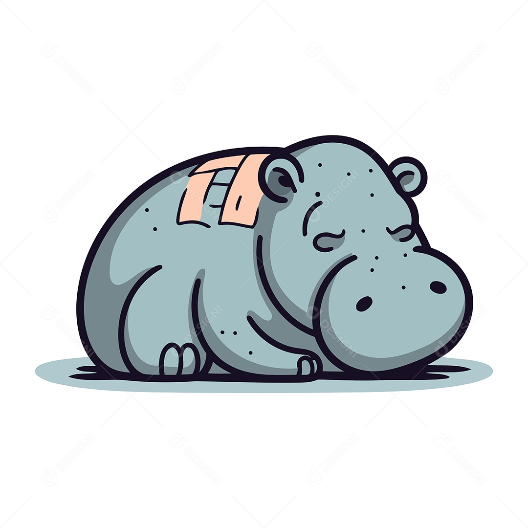 Hipopótamo de Desenho Animado Ilustração Vetor EPS