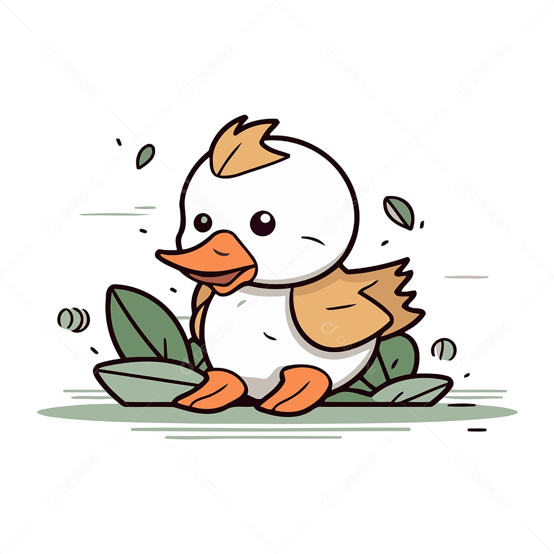 Pato de Desenho Animado Ilustração Vetor EPS