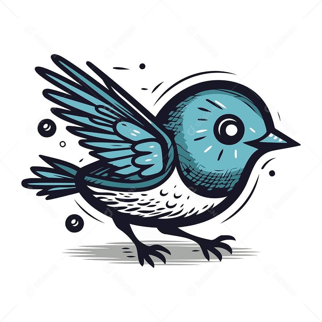 Pássaro Fofo de Desenho Animado Ilustração Vetor EPS