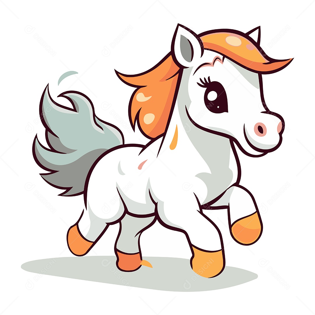 Pônei Fofo de Desenho Animado Ilustração Vetor EPS