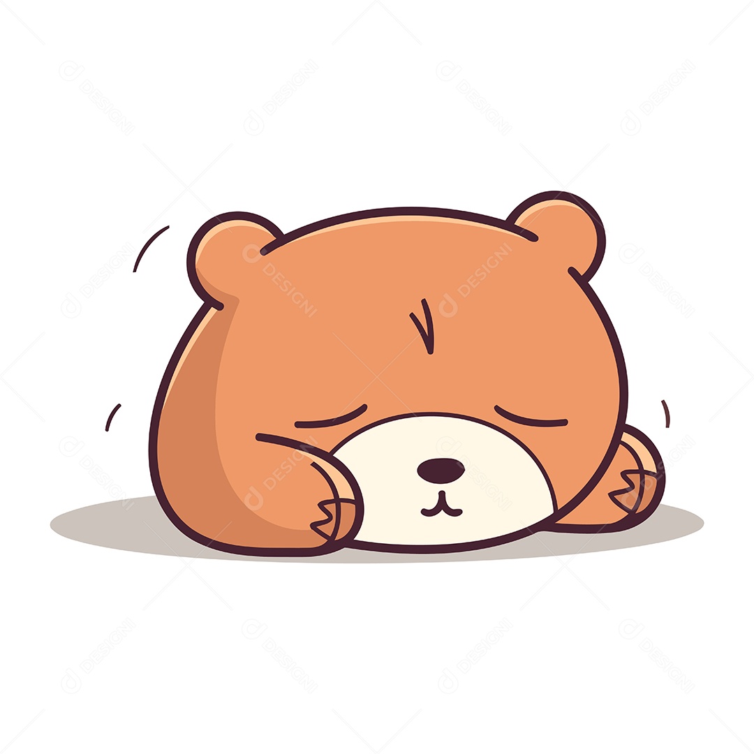 Ursinho Fofo Dormindo Bonito de Desenho Animado Ilustração Vetor EPS