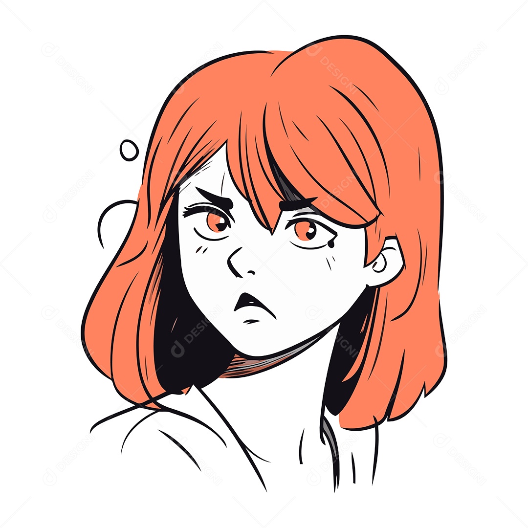 Jovem Ruiva de Desenho Animado Ilustração Vetor EPS