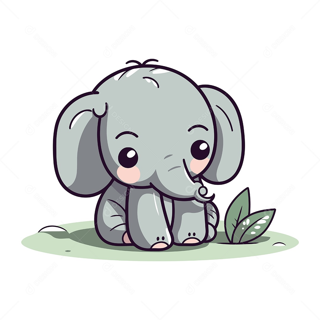 Elefante Fofo de Desenho Animado Ilustração Vetor EPS