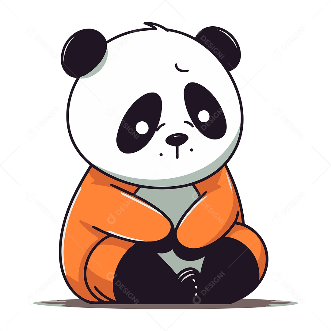 Panda Fofo de Desenho Animado Ilustração Vetor EPS