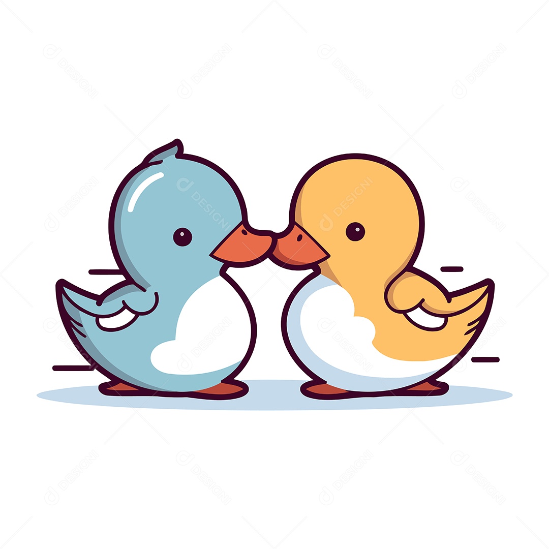 Patos Fofo de Desenho Animado Ilustração Vetor EPS