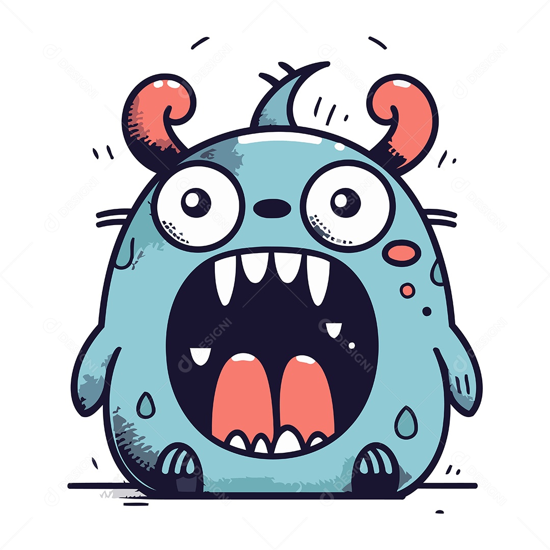 Monstro de Desenho Animado Ilustração Vetor EPS