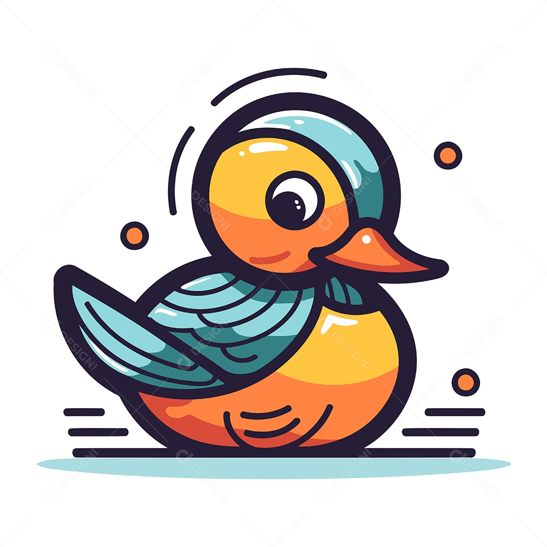 Pato de Desenho Animado Ilustração Vetor EPS