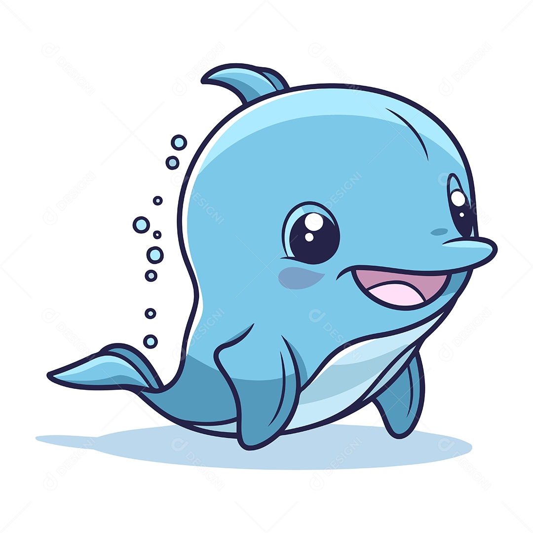Golfinho de Desenho Animado Ilustração Vetor EPS