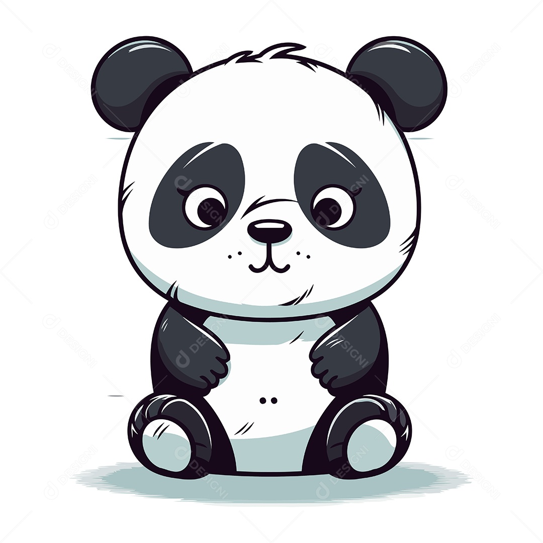 Panda Fofo de Desenho Animado Ilustração Vetor EPS